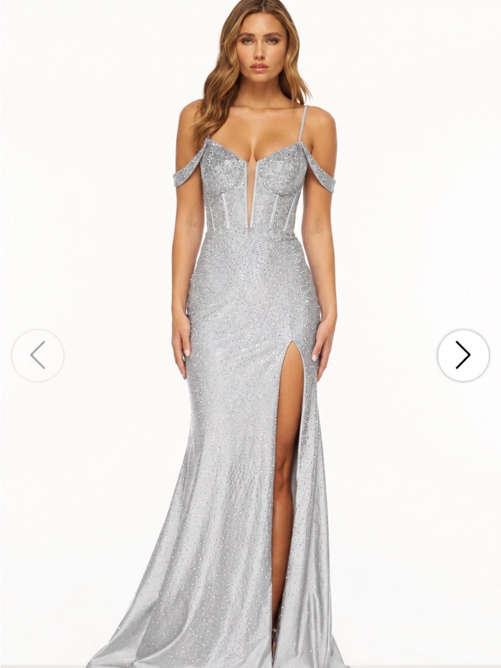 Sherri Hill 56100 Silver Gown Dress